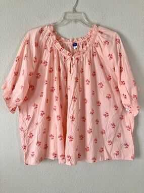 OLD NAVY Puff-Sleeve Floral Swing Top 3X Peasant Blouse NEW Boho Cottagecore